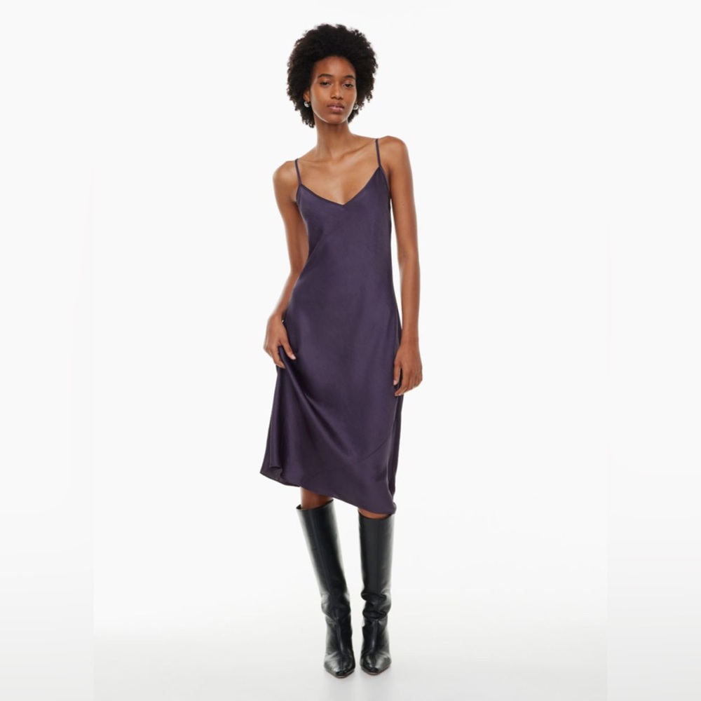 Wilfred Only Slip Satin MIDI Dress in limited edition color Rich Concord Purple